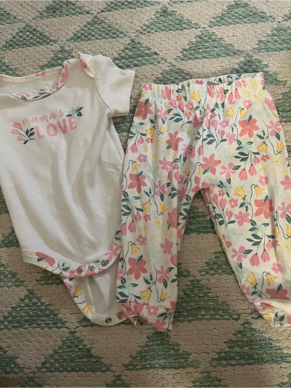 Baby Gear White and Pink Floral Two-Piece Set